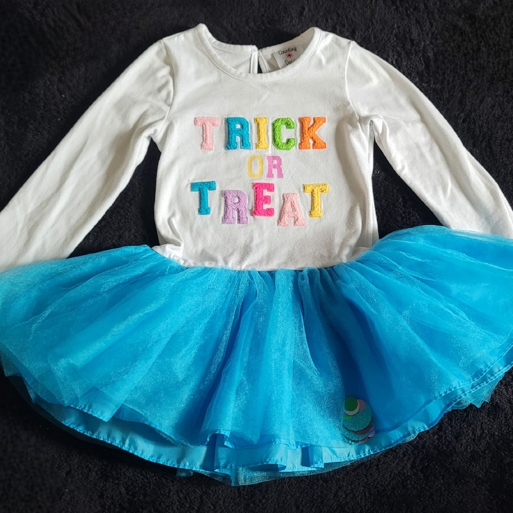 Counting Daisies Girls Trick or Treat Embroidered Long Sleeve Tutu Top XS 4/5